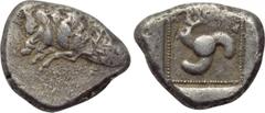 DYNASTS OF LYCIA. Uncertain. Stater (Circa 520-480 BC). Obv: Forepart of boar left. Rev: Triskeles within pelleted linear border; all within incuse square. SNG von Aulock 4059. Condition: Very fine. W