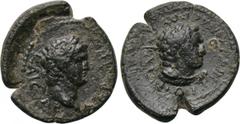 LYDIA. Sardes. Nero (54-68). Ae. Ti. Kl. Mnaseas, strategos. Obv: NЄPΩN KAICAP. Laureate head of Nero right. Rev: ЄΠI TI MNACЄOY / A CAPΔIANΩN. Laureate head of Hercules right, with lion skin tied aro