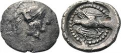 DYNASTS OF LYCIA. Kherei (Circa 440/30-410 BC). Diobol. Xanthos. Obv: Helmeted head of Athena right. Rev: Eagle standing left; diskeles left; all in pelleted circle within circular incuse. Mørkholm & 
