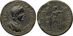 LYCIA. Tlos. Gordian III (238-244). Ae. Obv: AYT KAI M AN ΓOPΔIANOC CЄ. Laureate, draped, and . Rev: TΛωЄωN. Male figure (Gordian) standing left, holding sceptre and sacrificing with patera over light