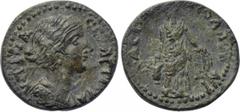 LYDIA. Apollonis. Faustina II (Augusta, 147-175). Ae. Obv: СЄΒΑСΤΗ ΦΑVСΤΙΝA. Draped bust right. Rev: ΑΠOΛΛΩΝΙΔЄΩΝ. Uncertain figure (Demeter?) standing facing, holding urn and grain ears. RPC IV onlin