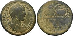 LYDIA. Philadelphia. Caracalla (198-217). Medallion. Homonoia with Laodicea ad Lycum in Phrygia. Obv: AVT K M AVP ANTΩNЄINOC. Laureate, draped and cuirassed bust right. Rev: ΦIΛAΔЄΛΦЄΩN K ΛAΔIKЄΩN ЄΠI