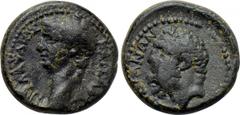 LYDIA. Sardis. Claudius (41-54). Ae. Obv: TI KΛΑΥΔΙΟΣ ΚΑΙΣΑΡ. Bare head left. Rev: ΣΑΡΔΙΑΝΩΝ. Bearded and bare head of Hercules left. RPC I 2996; SNG Copenhagen 519-20. Ex Dr. P. Vogl collection; ex B