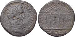 BITHYNIA. Prusa. Pertinax (193). Ae. Obv: AVT K Π ЄΛBIOC ΠЄPTINAΞ CЄB. Laureate head right. Rev: ΠP - OV / CAEΩN. Hexastyle temple, with pellet in pediment. RG 65. A rare instance of a Roman Provincia