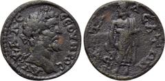 LYDIA. Attalea. Septimius Severus (193-211). Ae. Obv: AV KA Λ C CЄOVHPOC. Laureate head right. Rev: ATTAΛЄATΩN. Asklepios standing facing, head left, leaning upon serpent-entwined staff. BMC 21-2. Con