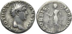 OTHO (69). Denarius. Rome. Obv: IMP OTHO CAESAR AVG TR P. Bare head right. Rev: PAX ORBIS TERRARVM. Pax standing left, holding olive branch and caduceus. Cf. RIC² 5 (Aureus). Rare Condition: Good fine