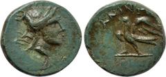 LYDIA. Aninetus. Ae (2nd-1st centuries BC). Obv: Head of Artemis right, with bow and quiver over shoulder. Rev: ANINHΣIΩN. Eagle standing left, with wings spread. SNG von Aulock -; SNG Copenhagen -; B