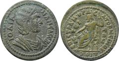 LYDIA. Dioshieron. Julia Mamaea (Augusta, 222-235). Ae. M. Ord. Satorneinos, strategos. Obv: IOΛIA (sic) MAMЄA CЄB. Draped bust right, wearing stephane. Rev: ЄΠI CTPA M OPΔ CATOPNЄINOV ΔIOCIЄPЄITΩN. Z