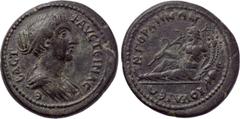 LYDIA. Gordus-Julia. Faustina II (Augusta, 147-175). Ae. Obv: ΦΑVСΤЄΙΝΑ СЄΒΑСΤ. Draped bust right. Rev: ΙΟVΛΙЄΩΝ ΓΟΡΔΗΝΩΝ. River god reclining left, holding reed and cornucopia, and resting elbow upon