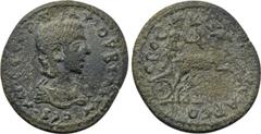 LYDIA. Hierocaesarea. Orbiana (Augusta, 225-227). Ae. Obv: ΓN CЄ CЄP BAP OPBIAN CЄB. Draped bust right, wearing stephane. Rev: IЄPOKAICAPЄΩN. Artemis driving biga of stags right. SNG von Aulock -; SNG