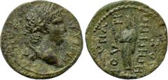 LYDIA. Hypaepa. Nero (54-68). Ae. G. Ioulios Hegesippos, grammateus. Obv: NEPΩN KAICAP. Laureate head right. Rev: VΠA IOV ΓP / HΓHCIΠΠOC. Zeus standing left, holding thunderbolt. RPC I 2546; SNG von A