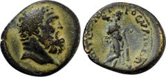 LYDIA. Maeonia. Pseudo-autonomous. Time of Trajan (98-117). Ae. Philopator, magistrate. Obv: Bare and bearded head of Herakles right. Rev: ЄΠΙ ΦΙΛΟΠΑΤΟΡΟС ΜΑΙΟΝΩΝ. Omphale advancing right, holding clu