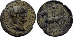 LYDIA. Mostene. Vespasian (69-79). Ae. Obv: KAICAP OVЄCΠACIANOC. Laureate head right. Rev: KAICAPЄΩN MOCTHNΩN. Hero (Apollo-Mên) riding horse left, holding bipennis; star and crescent above. RPC II 99