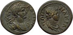 LYDIA. Nacrasa. Hadrian (117-138). Ae. Obv: AV TP AΔPIAN. Laureate and cuirassed bust of Hadrian right. Rev: NAKPACITΩN. Draped bust of Demos right. RPC III 1804; SNG von Aulock 3037 var. (obv. legend