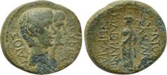 LYDIA. Nicaea Cilbianorum (Cilbiani Inferiores). Caius & Lucius (Caesares, 20 BC-4 AD & 17 BC-2 AD). Ae. Aratos, grammateus. Obv: ΓΑΙΟΣ / ΛΕΥΚΙΟΣ. Jugate bare heads of Caius and Lucius right. Rev: ΑΡΑ
