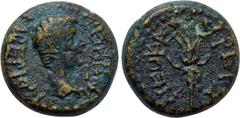 LYDIA. Philadelphia (as Neocaesarea). Tiberius Gemellus? (Caesar, 35-37). Ae. Obv: TIBEPION [...]. Bare head right. Rev: NEOKECAPEIΣ. Thunderbolt. RPC I 3017 (under Tiberius); SNG von Aulock -; SNG Co