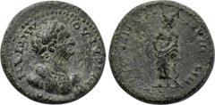 LYDIA. Philadelphia. Domitian (81-96). Ae. Fl. Praxeas, first archon, priest of five priesthoods for life, and epimel-. Obv: KAICAP ΔOMITIANOC. Laureate and cuirassed bust right. Rev: ЄΠI ΦΛ ΠPAΞЄOY A