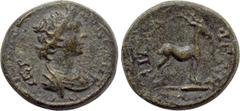 LYDIA. Philadelphia. Pseudo-autonomous. Possibly time of Septimius Severus (193-211). Ae. Obv: IEPA CVNKΛHTOC. Draped youthful bust of the Senate right. Rev: ΦΙΛΑΔEΛΦEΩΝ. Stag standing right. SNG von 