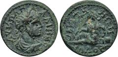 LYDIA. Saitta. Gallienus (253-268). Ae. Obv: AV K Π Λ ΓAΛΛIHNOC. Laureate, draped and cuirassed bust right. Rev: CAITTHNΩN / VΛΛOC. River god Hyllos reclining left, holding reed and resting elbow upon