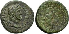 LYDIA. Sardes. Nero (54-68). Ae. Ti. Kl. Mnaseas, strategos. Obv: NΕΡΩΝ ΚΑΙCΑΡ. Laureate head right. Rev: EΠI TI KΛ MNACEOY [...] CAPΔIANΩN. Zeus standing left, holding sceptre and eagle; star to uppe