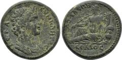 LYDIA. Tabala. Pseudo-autonomous. Time of Marcus Aurelius (161-180). Ae. Obv: IЄPA CVNKΛHTOC. Draped youthful bust of the Senate right. Rev: TABAΛЄΩN / ЄPMOC. River god Hermos reclining left, holding 