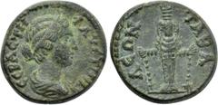 LYDIA. Tabala. Faustina II (Augusta, 147-175). Ae. Obv: ΦAVCTINA CЄBACTH. Draped bust right. Rev: TABAΛЄΩN. Facing statue of Artemis Ephesia, with supports. RPC IV online 1527. 2 = SNG München 567; SN