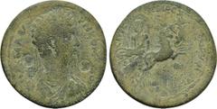 LYDIA. Thyateira. Commodus (177-192). Ae Medallion. Moschianos Philippou, strategos. Obv: ΑV Κ Μ ΑVΡΗ ΚΟΜΟΔΟС. Laureate, draped and cuirassed bust right; c/m's: Laureate male bust right within circula