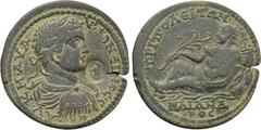 LYDIA. Tripolis. Caracalla (198-217). Ae. Obv: AV K M AV ANT?N?INOC C?B. Laureate, draped and cuirassed bust right; c/m: Uncertain head right within incuse circle. Rev: TPI?O??IT?N / MAIAN?POC. River 
