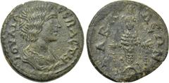 Roman Provincial Coins LYDIA. Tabala. Julia Domna (Augusta, 193-217). Ae. Obv: IOVΛIA CЄBACTH. Draped bust right. Rev: TABAΛЄΩN. Facing statue of Artemis Ephesia, with supports. Helios 5, lot 868 (thi