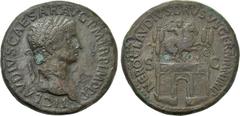 Roman Imperial Coins CLAUDIUS (41-54). Sestertius. Rome. Obv: TI CLAVDIVS CAESAR AVG P M TR P IMP P P. Laureate head right. Rev: NERO CLAVDIVS DRVSVS GERMAN IMP / S - C. Triumphal arch surmounted by e