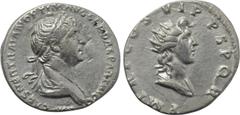 Roman Imperial Coins TRAJAN (98-117). Denarius. Rome. Obv: IMP CAES NER TRAIAN OPTIM AVG GER DAC PARTHICO. Laureate and draped bust of Trajan right. Rev: P M TR P COS VI P P S P Q R. Radiate and drape