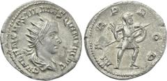 Roman Imperial Coins HOSTILIAN (Caesar, 250-251). Antoninianus. Rome. Obv: C VALENS HOSTIL MES QVINTVS N C. Radiate and draped bust right. Rev: MAR PROP. Mars advancing right, holding shield and spear