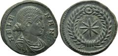 Roman Imperial Coins HELENA (Nobilissima femina, 306-324). Follis. Thessalonica. Obv: HELENA N F. Draped bust right. Rev: Star within wreath. RIC 51. Condition: Smoothed. Weight: 3.14 g. Diameter: 19 
