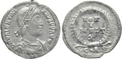 Roman Imperial Coins VALENTINIAN I (364-375). Siliqua. Constantinople. Obv: D N VALENTINIANVS P F AVG. Diademed, draped and cuirassed bust right. Rev: VOT / X / MVLT / X. Legend in four lines within w