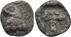 Greek Coins ASIA MINOR. Uncertain. Tetartemorion (Circa 480-450 BC). Obv: Head of eagle left. Rev: Quadripartite incuse square. SNG Kayhan I 739; SNG Keckman -; Klein -; Gitbud & Naumann 35, lot 132. 