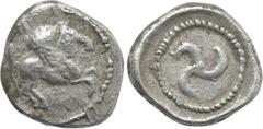 Greek Coins DYNASTS OF LYCIA. Uncertain dynast, possibly Khinakha (Circa 470-440 BC). Obol. Uncertain mint. Obv: Pegasos flying right. Rev: Triskeles within pelleted linear circular border. Cf. Müsele