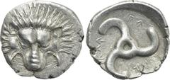 Greek Coins DYNASTS OF LYCIA. Perikles (Circa 380-360 BC). Tetrobol. Uncertain mint, possibly Limyra. Obv: Facing scalp of lion. Rev: Triskeles within incuse circle. Müseler VIII.47-51; SNG von Aulock