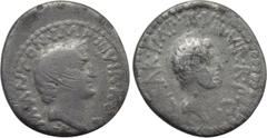 Roman Republican Coins MARK ANTONY and OCTAVIAN. Denarius (41 BC). Military mint travelling with Mark Antony. Obv: M ANTON IMP II VIR R P C. Bare head of Mark Antony right; star below. Rev: CAESAR IMP