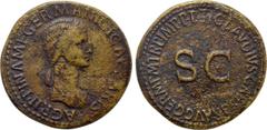 Roman Imperial Coins AGRIPPINA I (Died 33). Sestertius. Rome. Struck under Claudius. Obv: AGRIPPINA M F GERMANICI CAESARIS. Draped bust right. Rev: TI CLAVDIVS CAESAR AVG GERM P M TR P IMP P P. Large 
