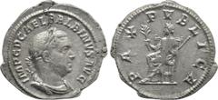 Roman Imperial Coins BALBINUS (238). Denarius. Rome. Obv: IMP C D CAE L BALBINVS AVG. Laureate, draped and cuirassed bust right. Rev: PAX PVBLICA. Pax seated left on throne, holding branch and sceptre