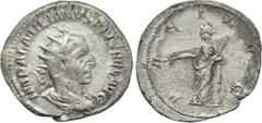 Roman Imperial Coins AEMILIAN (253). Antoninianus. Rome. Obv: IMP AEMILIANVS PIVS FEL AVG. Radiate, draped and cuirassed bust right. Rev: PACI AVG. Pax standing left, leaning upon column to right and 
