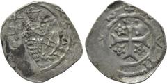 Medieval Coins AUSTRIA. Kärnten (Carinthia). Bernhard von Spanheim (1202-1256). Pfennig. St. Veit. Obv: Bernhard standing slightly left, holding sword and shield. Rev: Cross fourchée, with star in eac