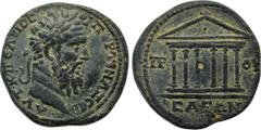 Roman Provincial Coins BITHYNIA. Prusa ad Olympum. Pertinax (193). Ae. Obv: AVT K Π ЄΛBIOC ΠЄPTINAΞ CЄB. Laureate head right. Rev: ΠP - OV / CAEΩN. Hexastyle temple, with pellet in pediment. RG 65; CN