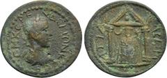 Roman Provincial Coins PAMPHYLIA. Attalea. Herennius Etruscus (251). Ae. Obv: Γ Μ Κ ЄΡЄΝ ΔЄΚΙΟΝ Κ ϹЄΒ. Laureate, draped and cuirassed bust right. Rev: ΑΤΤΑΛЄΩΝ. Distyle temple, with pellet in pediment