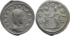Roman Imperial Coins JULIA PAULA (Augusta, 219-220). Rome. Obv: IVLIA PAVLA AVG. Draped bust right. Rev: CONCORDIA. Elagabalus standing right, clasping hands with Julia Paula standing left. RIC 214 (E