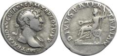 Roman Imperial Coins TRAJAN with TRAJAN PATER (98-117). Denarius. Rome. Obv: IMP TRAIANO AVG GER DAC P M TR P COS VI P P. Laureate bust of Trajan right, with slight drapery. Rev: DIVVS PATER TRAIAN. M