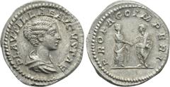 Roman Imperial Coins PLAUTILLA (Augusta, 202-205). Denarius. Rome. Obv: PLAVTILLAE AVGVSTAE. Draped bust right. Rev: PROPAGO IMPERI. Plautilla standing right, clasping hands with Caracalla standing le
