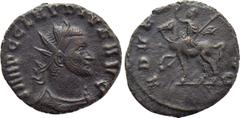 Roman Imperial Coins CLAUDIUS II GOTHICUS (268-270). Antoninianus. Rome. Obv: IMP C CLAVDIVS AVG. Radiate and cuirassed bust right. Rev: ADVENTVS AVG. Claudius riding horse left, raising hand and hold