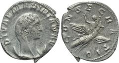 Roman Imperial Coins DIVA MARINIANA (Died before 253). Antoninianus. Rome. Struck under Valerian I. Obv: DIVAE MARINIANAE. Veiled and draped bust right, set on crescent. Rev: CONSECRATIO. Mariniana, r