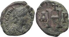 Byzantine Coins JUSTINIAN I (527-565). 8 Nummi. Thessalonica. Obv: D N IVSTINIANVS P P AVG. Diademed, draped and cuirassed bust right. Rev: Large H; A - P across field; cross above. Sear 189. Conditio